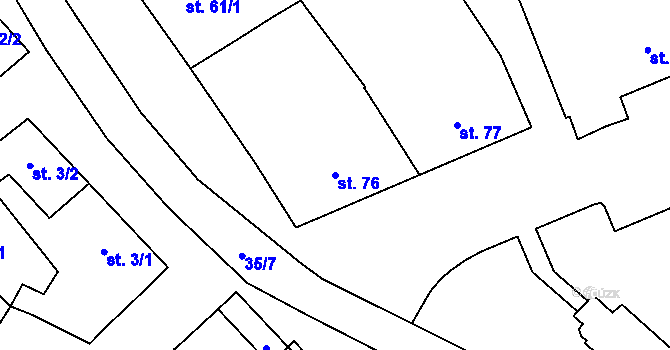 Parcela st. 76 v KÚ Blatnice u Nýřan, Katastrální mapa