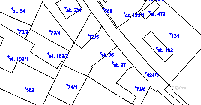 Parcela st. 96 v KÚ Blatnice u Nýřan, Katastrální mapa