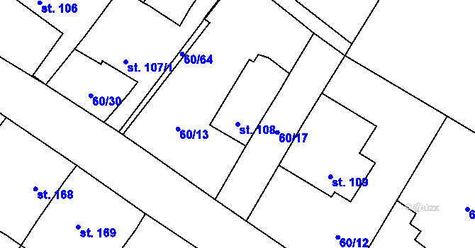 Parcela st. 108 v KÚ Blatnice u Nýřan, Katastrální mapa