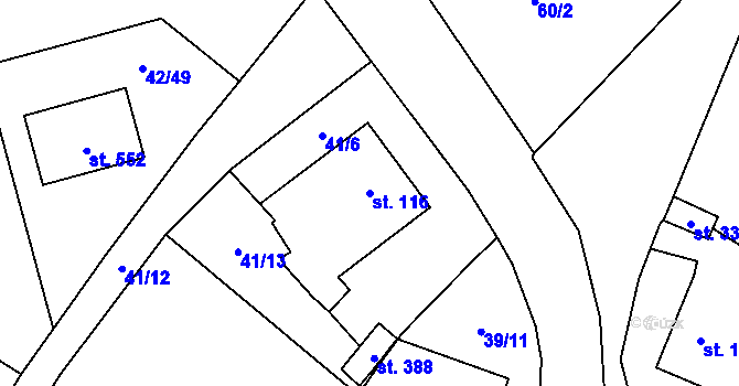 Parcela st. 116 v KÚ Blatnice u Nýřan, Katastrální mapa
