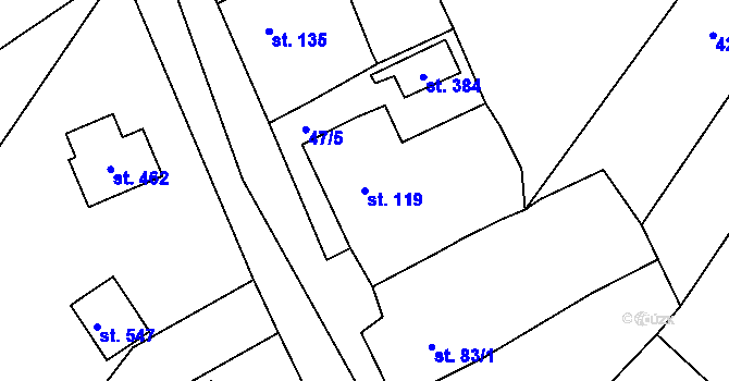 Parcela st. 119 v KÚ Blatnice u Nýřan, Katastrální mapa