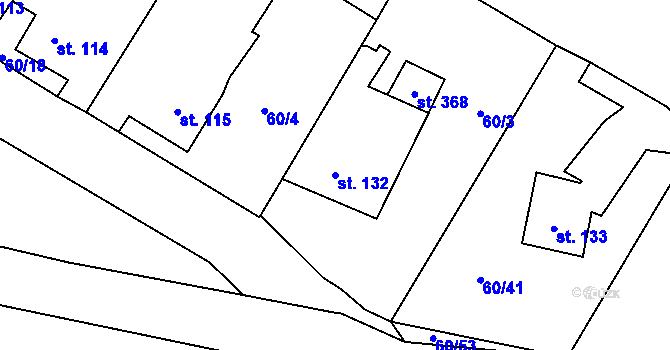 Parcela st. 132 v KÚ Blatnice u Nýřan, Katastrální mapa
