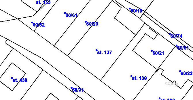 Parcela st. 137 v KÚ Blatnice u Nýřan, Katastrální mapa