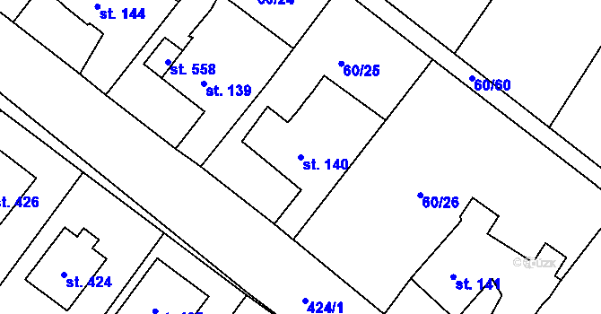 Parcela st. 140 v KÚ Blatnice u Nýřan, Katastrální mapa