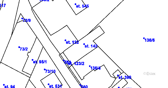 Parcela st. 142 v KÚ Blatnice u Nýřan, Katastrální mapa
