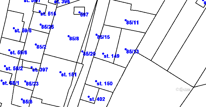 Parcela st. 149 v KÚ Blatnice u Nýřan, Katastrální mapa