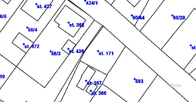 Parcela st. 171 v KÚ Blatnice u Nýřan, Katastrální mapa