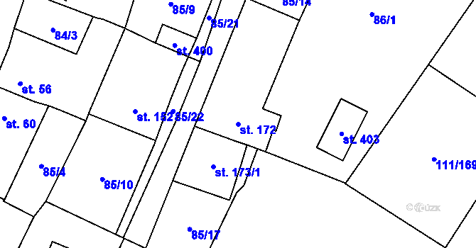 Parcela st. 172 v KÚ Blatnice u Nýřan, Katastrální mapa