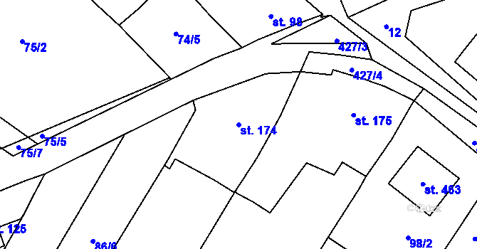 Parcela st. 174 v KÚ Blatnice u Nýřan, Katastrální mapa