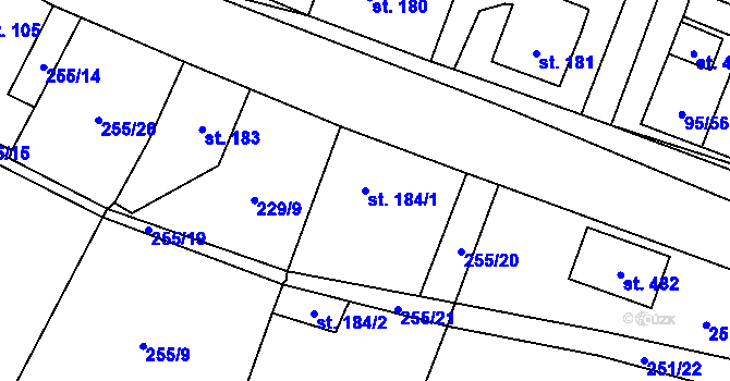 Parcela st. 184/1 v KÚ Blatnice u Nýřan, Katastrální mapa