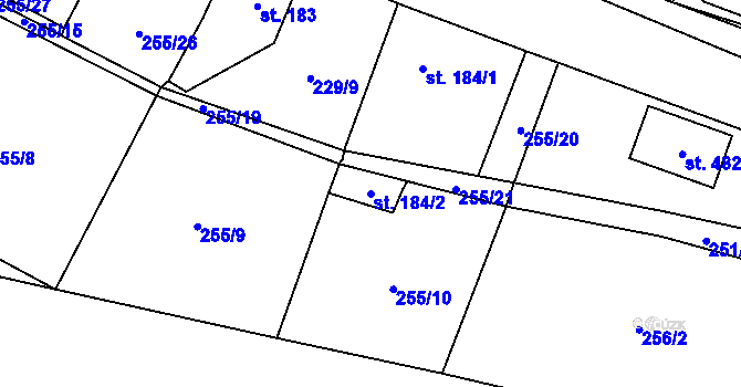 Parcela st. 184/2 v KÚ Blatnice u Nýřan, Katastrální mapa