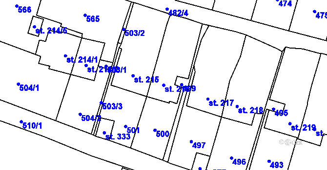 Parcela st. 216 v KÚ Blatnice u Nýřan, Katastrální mapa