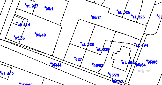 Parcela st. 328 v KÚ Blatnice u Nýřan, Katastrální mapa