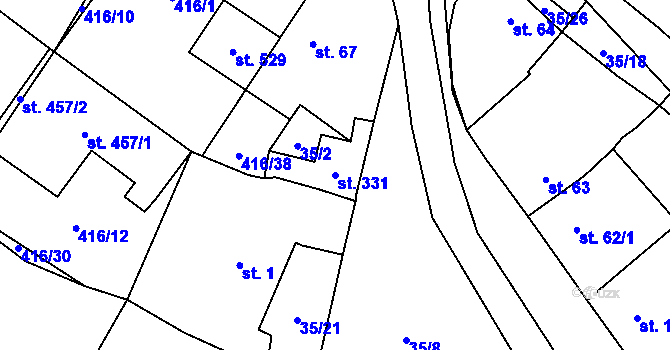 Parcela st. 331 v KÚ Blatnice u Nýřan, Katastrální mapa