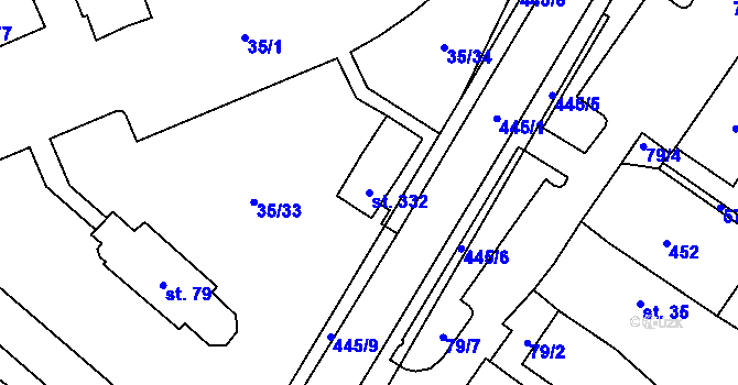 Parcela st. 332 v KÚ Blatnice u Nýřan, Katastrální mapa