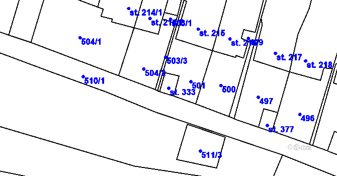 Parcela st. 333 v KÚ Blatnice u Nýřan, Katastrální mapa