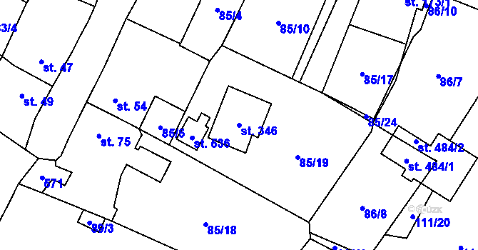 Parcela st. 346 v KÚ Blatnice u Nýřan, Katastrální mapa