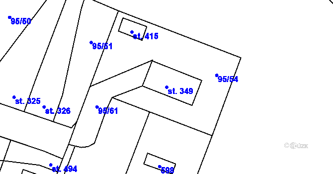 Parcela st. 349 v KÚ Blatnice u Nýřan, Katastrální mapa