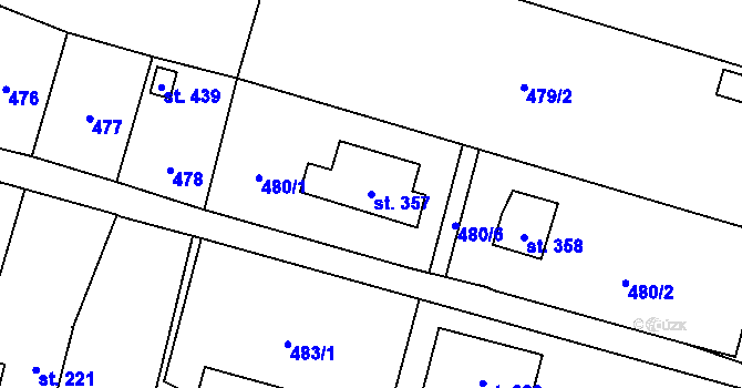 Parcela st. 357 v KÚ Blatnice u Nýřan, Katastrální mapa