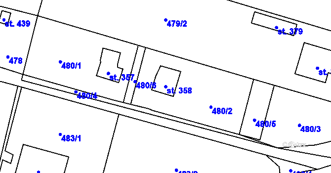 Parcela st. 358 v KÚ Blatnice u Nýřan, Katastrální mapa