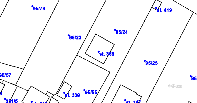 Parcela st. 365 v KÚ Blatnice u Nýřan, Katastrální mapa