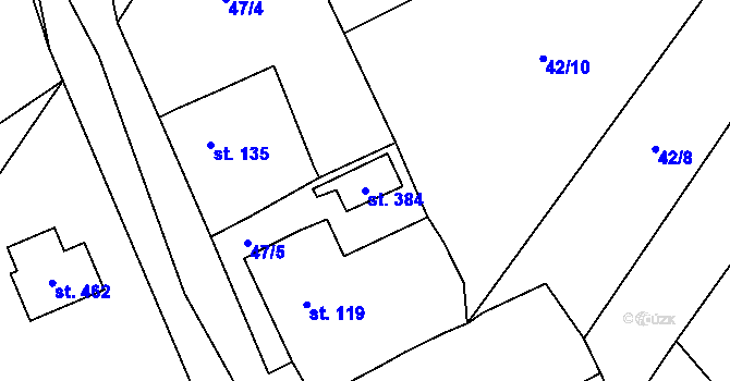 Parcela st. 384 v KÚ Blatnice u Nýřan, Katastrální mapa