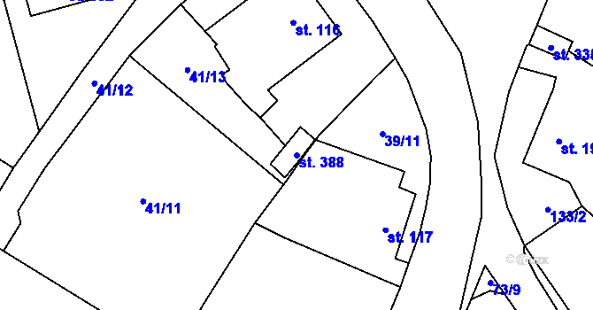 Parcela st. 388 v KÚ Blatnice u Nýřan, Katastrální mapa