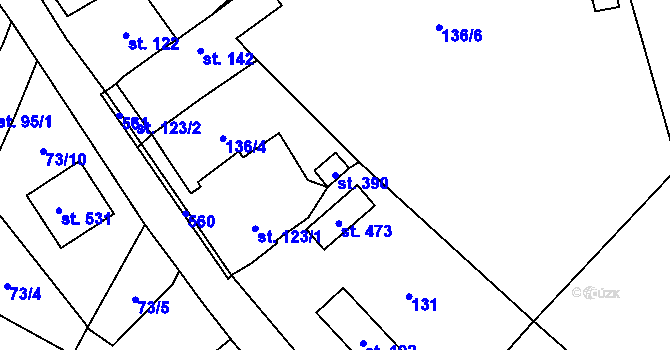 Parcela st. 390 v KÚ Blatnice u Nýřan, Katastrální mapa