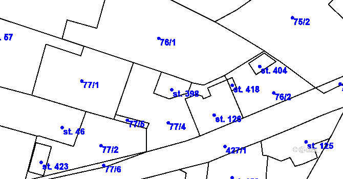 Parcela st. 398 v KÚ Blatnice u Nýřan, Katastrální mapa