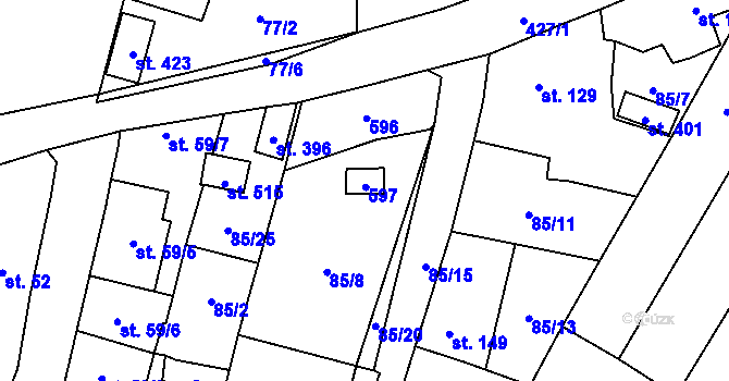 Parcela st. 399 v KÚ Blatnice u Nýřan, Katastrální mapa