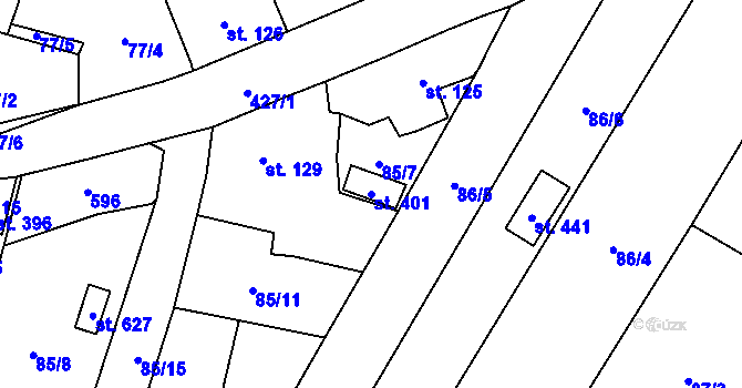 Parcela st. 401 v KÚ Blatnice u Nýřan, Katastrální mapa