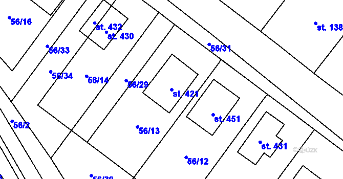 Parcela st. 421 v KÚ Blatnice u Nýřan, Katastrální mapa
