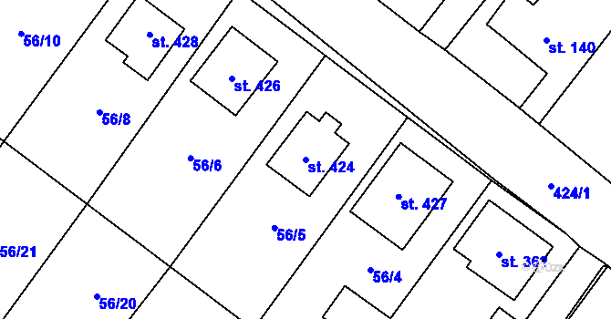 Parcela st. 424 v KÚ Blatnice u Nýřan, Katastrální mapa