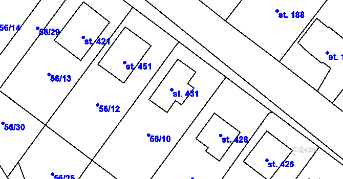 Parcela st. 431 v KÚ Blatnice u Nýřan, Katastrální mapa