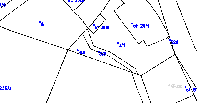 Parcela st. 3/3 v KÚ Blatnice u Nýřan, Katastrální mapa