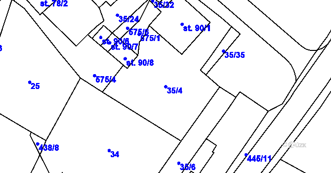 Parcela st. 35/4 v KÚ Blatnice u Nýřan, Katastrální mapa