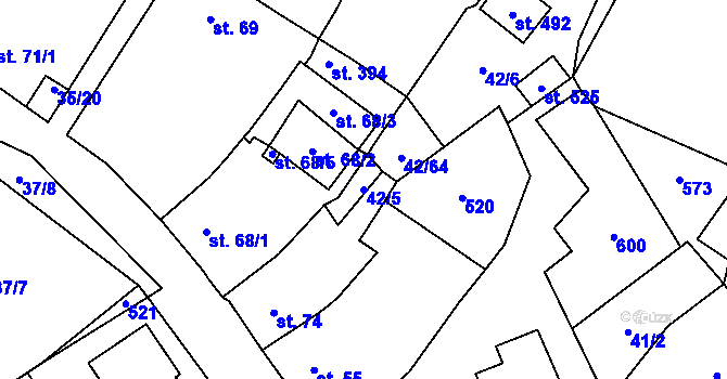 Parcela st. 42/5 v KÚ Blatnice u Nýřan, Katastrální mapa