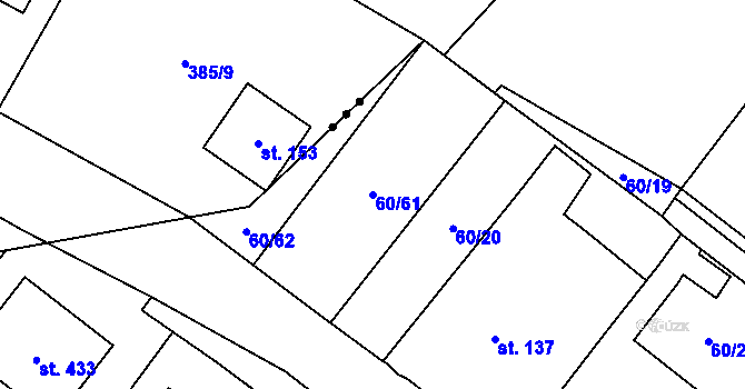 Parcela st. 60/61 v KÚ Blatnice u Nýřan, Katastrální mapa