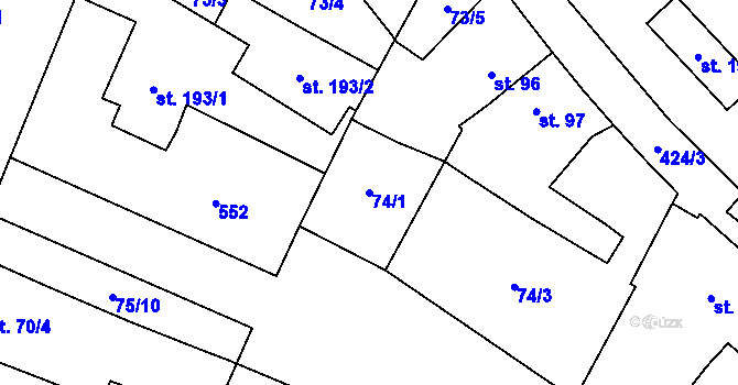 Parcela st. 74/1 v KÚ Blatnice u Nýřan, Katastrální mapa