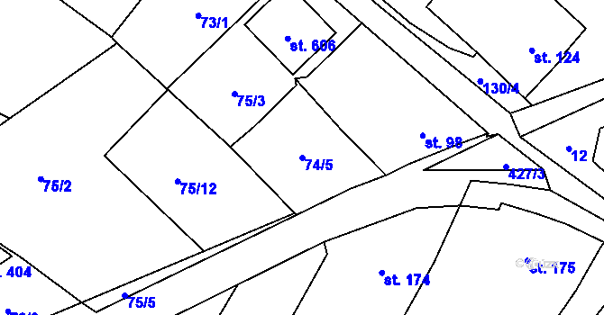 Parcela st. 74/5 v KÚ Blatnice u Nýřan, Katastrální mapa