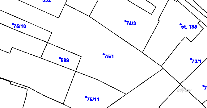 Parcela st. 75/1 v KÚ Blatnice u Nýřan, Katastrální mapa