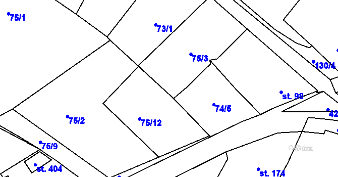 Parcela st. 75/3 v KÚ Blatnice u Nýřan, Katastrální mapa