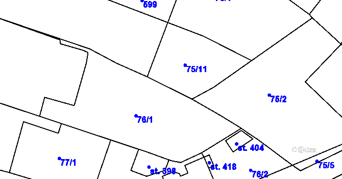 Parcela st. 75/6 v KÚ Blatnice u Nýřan, Katastrální mapa