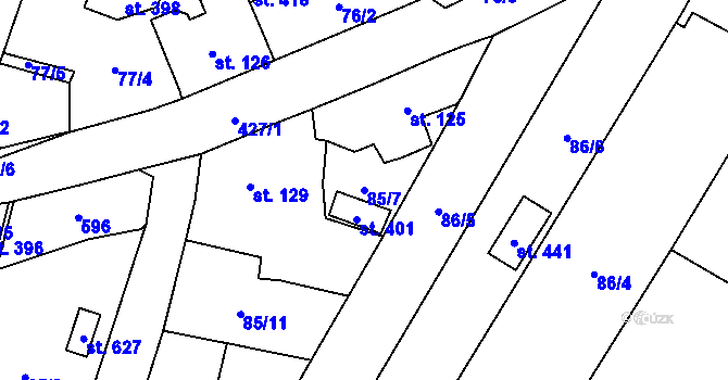 Parcela st. 85/7 v KÚ Blatnice u Nýřan, Katastrální mapa