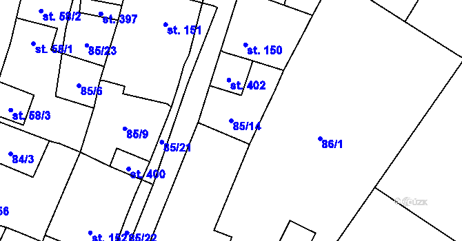 Parcela st. 85/14 v KÚ Blatnice u Nýřan, Katastrální mapa