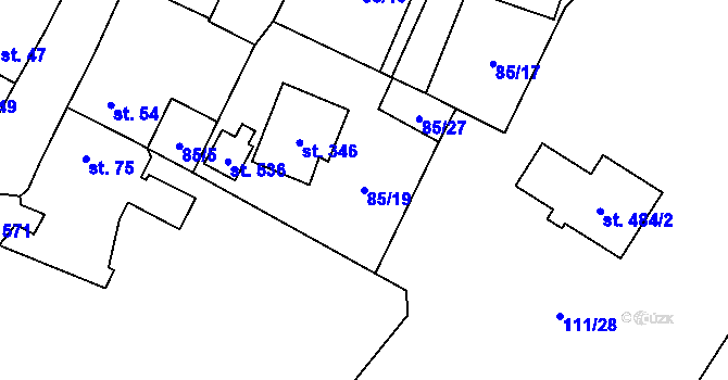 Parcela st. 85/19 v KÚ Blatnice u Nýřan, Katastrální mapa