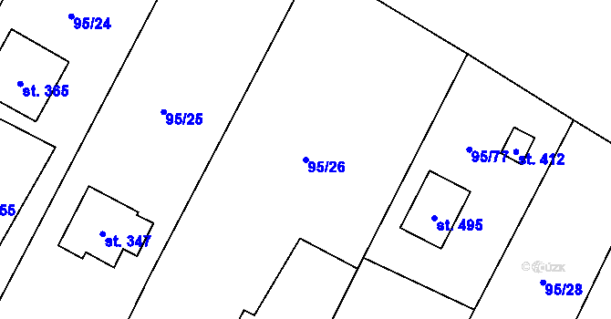 Parcela st. 95/26 v KÚ Blatnice u Nýřan, Katastrální mapa