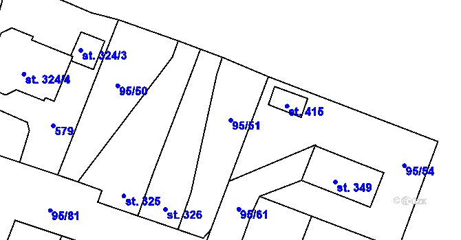Parcela st. 95/51 v KÚ Blatnice u Nýřan, Katastrální mapa