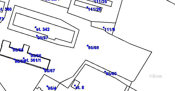 Parcela st. 95/69 v KÚ Blatnice u Nýřan, Katastrální mapa
