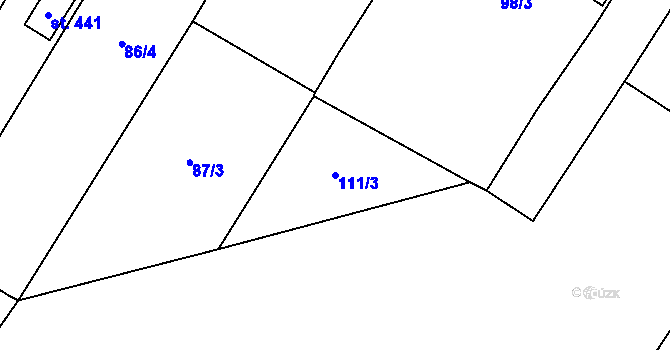 Parcela st. 111/3 v KÚ Blatnice u Nýřan, Katastrální mapa